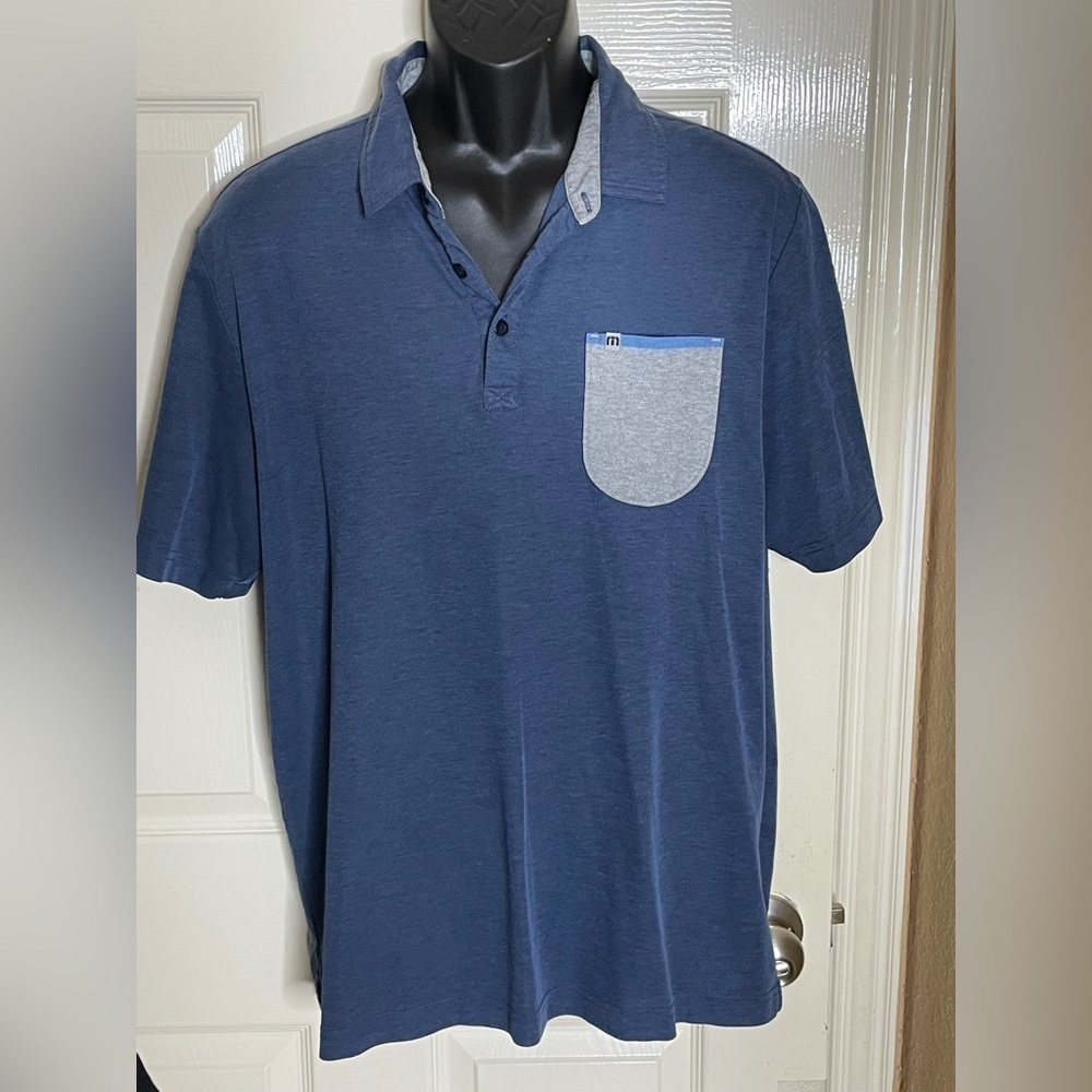 Travis Matthew Men's Polo Shirt Cyan Blue Pima Cotton Blend Size Large - Picture 3 of 9